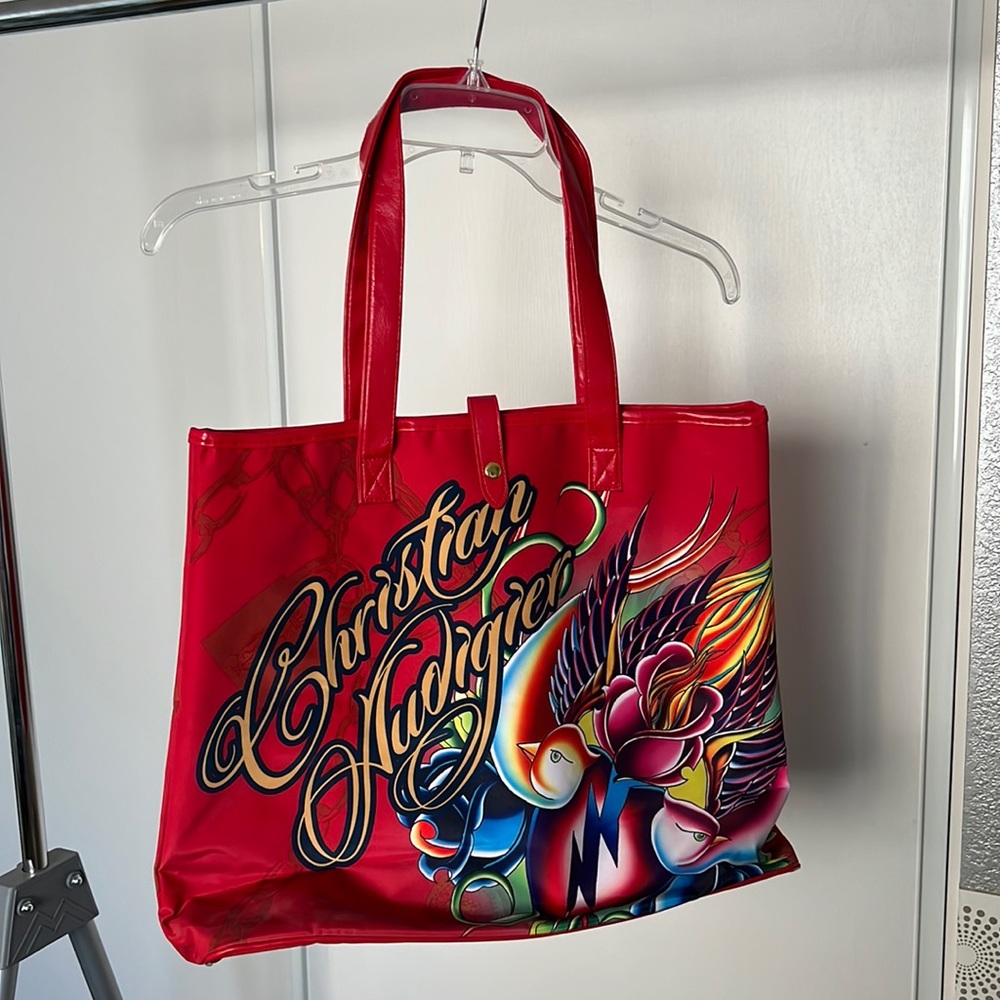 NEW Christian Audigier Red Tote Bag